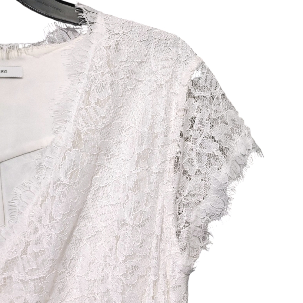 Diane Von Furstenberg White Lace Wrap 3 Inch Inseam Romper Women's Size 10 - Picture 5 of 10